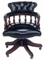 Black leather captains swivel chair